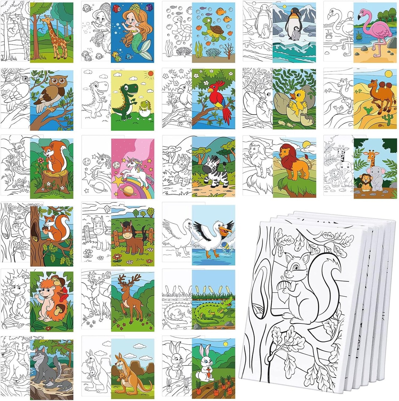 5x7Inch - 24 Pcs Pre Drawn Canvas for Painting for Kids Adults